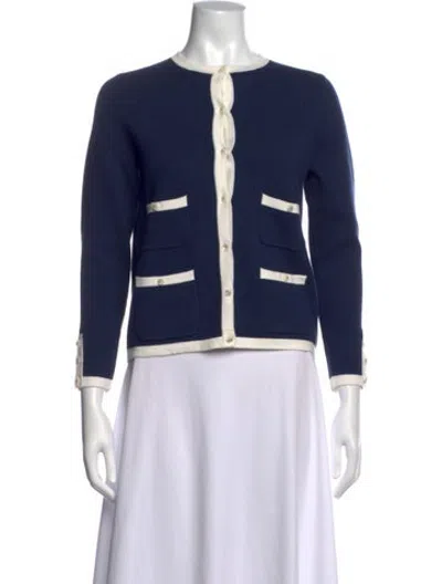 Pre-owned Ann Mashburn Open Front Sweater In Blue