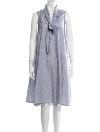 Pre-owned Ann Mashburn Striped Knee-length Dress In Burgundy