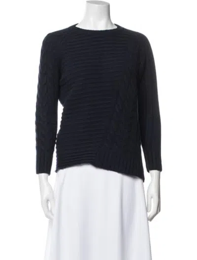 Pre-owned Ann Mashburn Wool Crew Neck Sweater In Blue