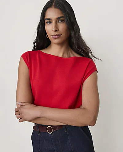 Ann Taylor Boatneck Sweater Shell Top In Bright Poppy