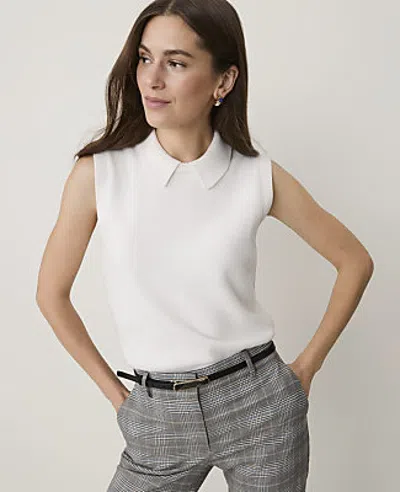 Ann Taylor Collared Sweater Vest In Winter White