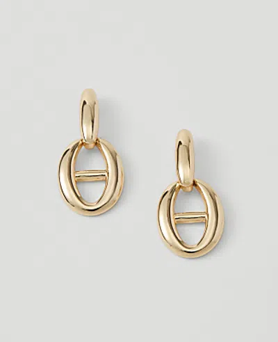 Ann Taylor Double Oval Drop Earrings In Goldtone