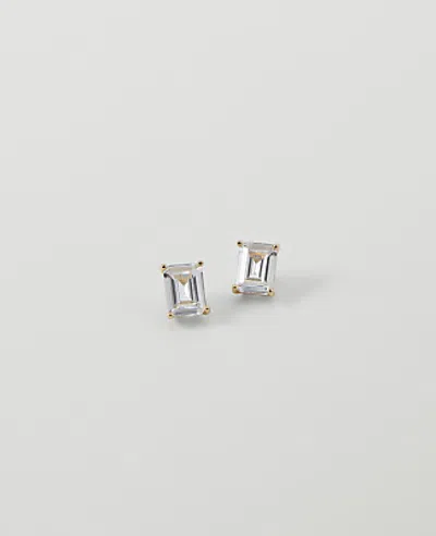 Ann Taylor Emerald Stud Earrings In Goldtone