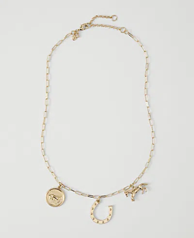 Ann Taylor Horseshoe Charm Necklace In Goldtone