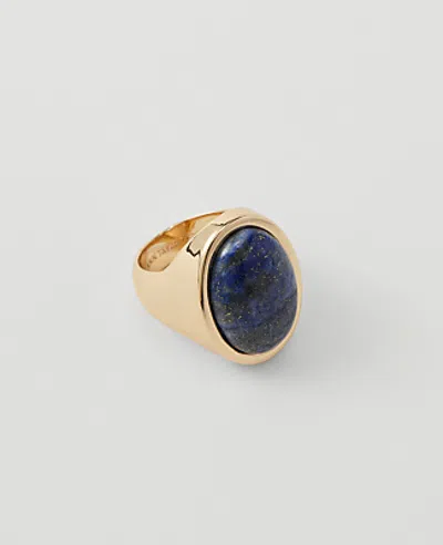 Ann Taylor Oval Lapis Ring In Goldtone