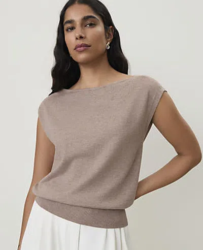 Ann Taylor Petite Boatneck Sweater Shell Top In Soft Mink Melange