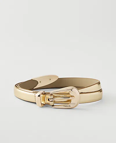 Ann Taylor Square Buckle Belt In Gold Metallic