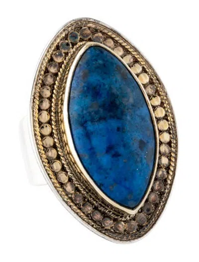 Pre-owned Anna Beck 12.90ct Lapis Lazuli Cocktail Ring In Multicolor
