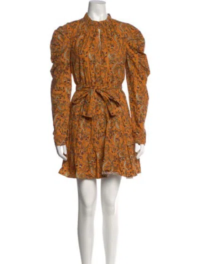 Pre-owned Anna Cate Paisley Print Mini Dress In Orange