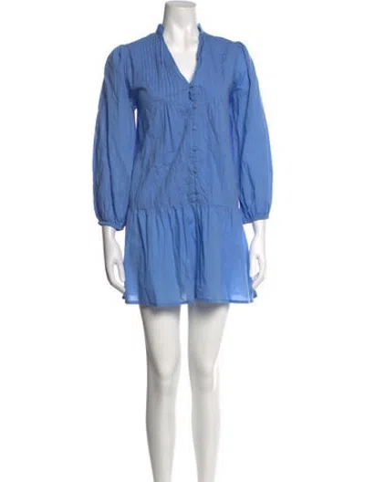 Pre-owned Anna Cate V-neck Mini Dress In Blue