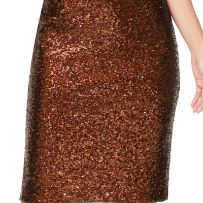 Anna-kaci Sparkly Sequins Cocktail Midi Skirt In Brown