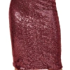 Anna-kaci Sparkly Sequins Cocktail Midi Skirt In Red