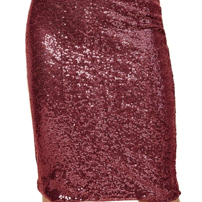Anna-kaci Sparkly Sequins Cocktail Midi Skirt In Red