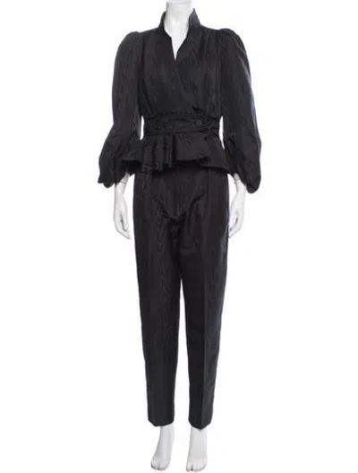 Pre-owned Anna Mason Ruffle Embellishment Pantsuit In Blue