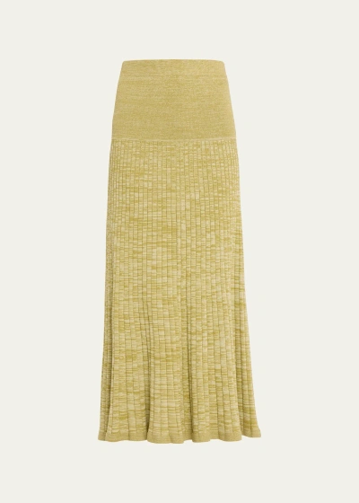 Anna Quan Amber Knit Maxi Skirt In Pesto