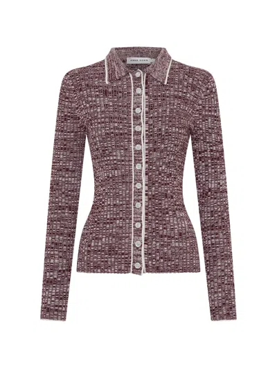 Anna Quan Ashlen Ribbed-knit Button-up Shirt In Pink