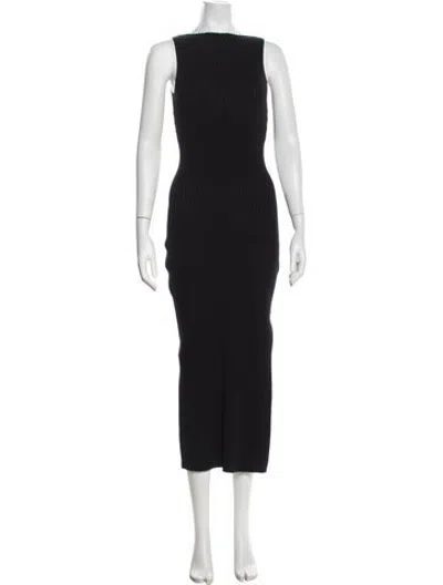 Pre-owned Anna Quan Bateau Neckline Midi Length Dress In Black