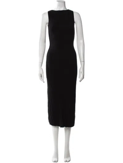 Pre-owned Anna Quan Bateau Neckline Midi Length Dress In Black