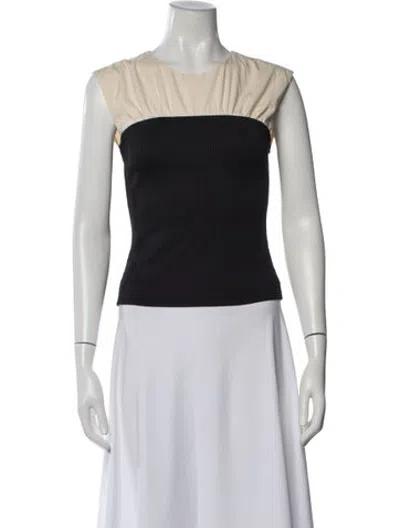 Pre-owned Anna Quan Colorblock Pattern Crew Neck Top In Black/neutrals