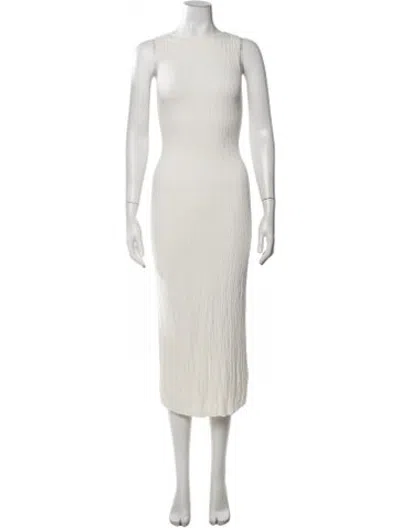 Pre-owned Anna Quan Crew Neck Midi Length Dress In Neutrals
