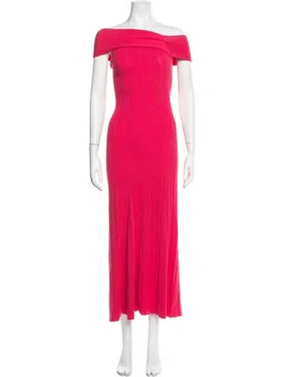 Pre-owned Anna Quan Off-the-shoulder Midi Length Dress In Pink