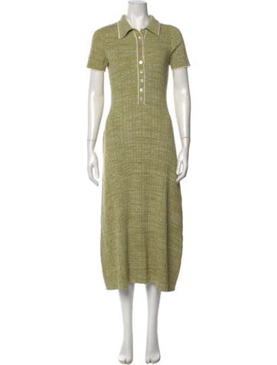 Pre-owned Anna Quan Patterned Midi Length Dress In Green