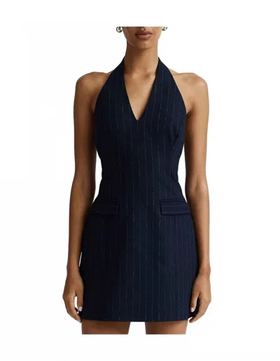 Anna Quan Pia Mini Dress In Chalk Stripe In Blue