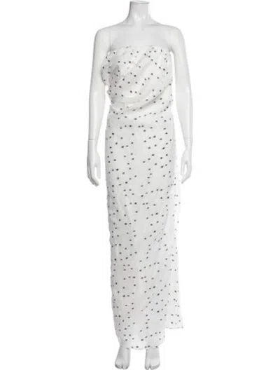 Pre-owned Anna Quan Printed Long Dress W/ Tags In White