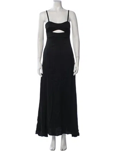 Pre-owned Anna Quan Square Neckline Long Dress In Black
