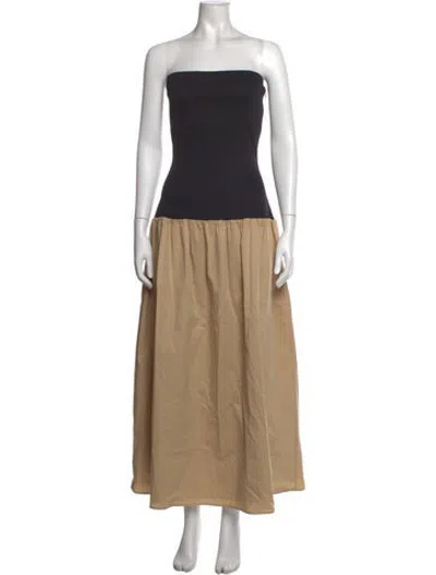 Pre-owned Anna Quan Strapless Long Dress W/ Tags In Black/neutrals