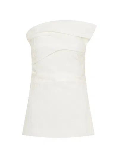 Anna Quan Valletta Strapless Draped Blouse In White