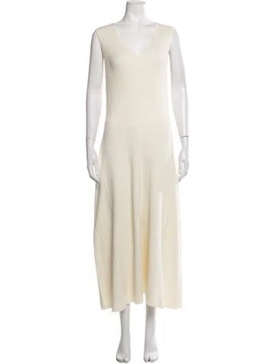 Pre-owned Anna Quan V-neck Long Dress In Neutrals