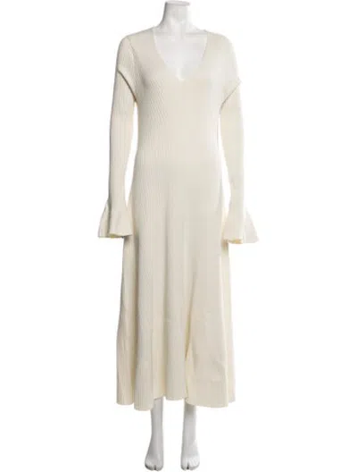 Pre-owned Anna Quan V-neck Long Dress In Neutrals