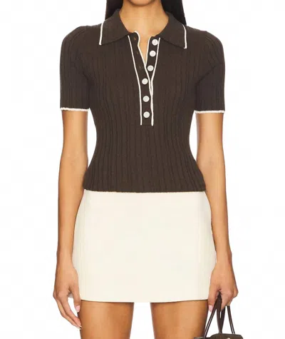 Anna Quan Zora Short Sleeve Top In Carob In Brown