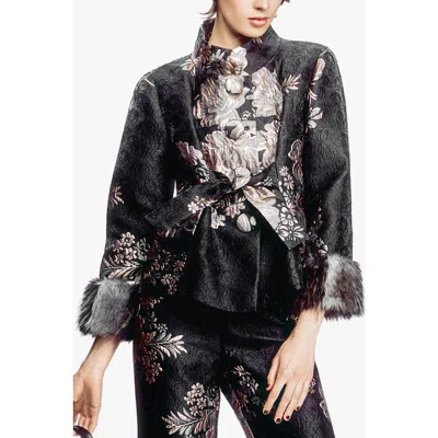 Anna Sui Arcadia Brocade Jacket In Black Multi