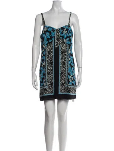 Pre-owned Anna Sui Floral Print Mini Dress In Black