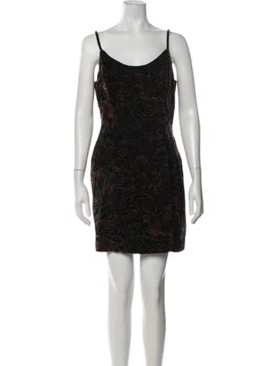Pre-owned Anna Sui Floral Print Mini Dress In Black