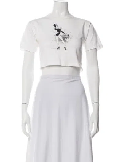 Pre-owned Anna Sui Graphic Print Crew Neck Crop Top In Neutrals