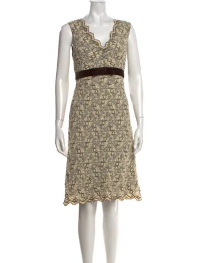 Pre-owned Anna Sui Lace Pattern Knee-length Dress In Neutrals