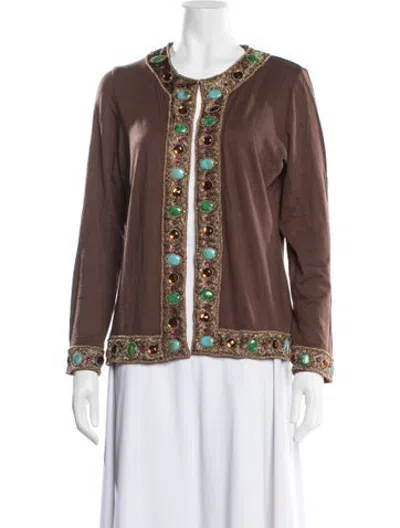 Pre-owned Anna Sui Open Front Long Sleeve Top In Brown