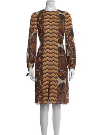 Pre-owned Anna Sui Patterned Knee-length Dress In Brown