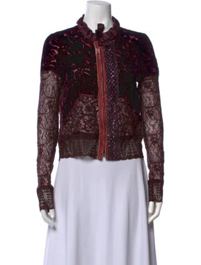 Pre-owned Anna Sui Patterned Long Sleeve Top In Red