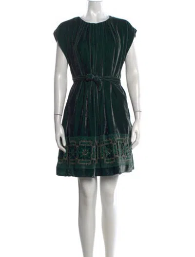 Pre-owned Anna Sui Patterned Mini Dress In Green