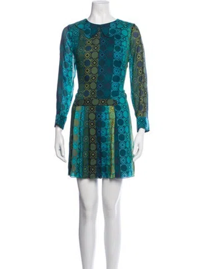 Pre-owned Anna Sui Silk Mini Dress In Blue/green