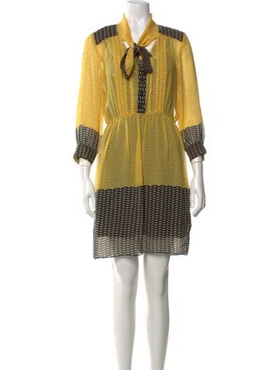 Pre-owned Anna Sui Silk Mini Dress In Yellow