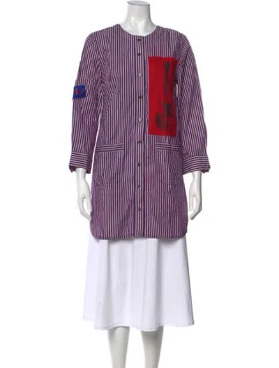 Pre-owned Anna Sui Striped Crew Neck Top In Purple