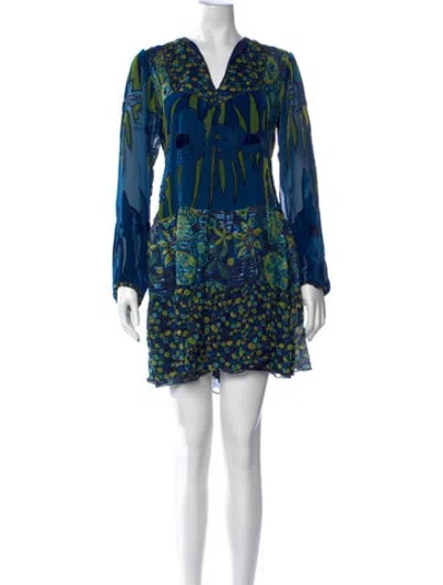 Pre-owned Anna Sui Vintage Mini Dress In Blue