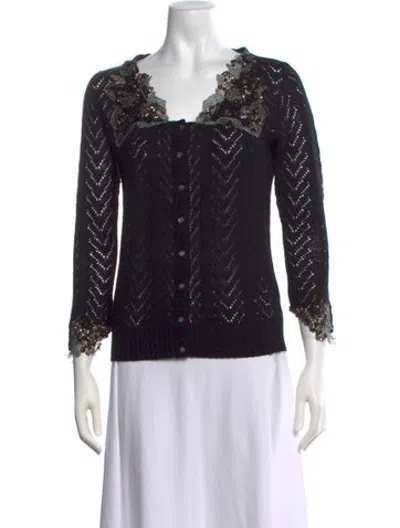 Pre-owned Anna Sui Wool Patterned Sweater In Black