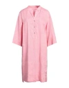 Annamariapaletti Woman Midi Dress Pink Size 14 Linen