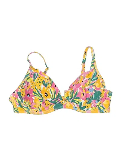 Pre-owned Anne Cole Swimsuit Top Yellow Floral Pattern Swimwear